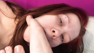GLAMOROUS REDHEAD IS SUCKING MY FEET AND TOES POV