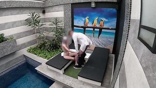 I disrobe unexpectedly in front of the apartment's waiter, open my towel by the pool, that guy assents to eat me out, and I give him a tugjob and oral job until this chab finishes inside my throat. It was his fortunate day; it was the 1st time it had happ