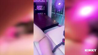 CUTE EGIRL MILKS PROSTATE WITH ESTIM IN GLASS AND MAKES HIM EAT IT