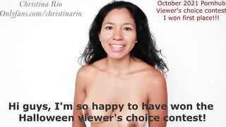 THANK U FOR YOUR VOTES IN THE HALLOWEEN CONTEST, I WON FIRST PLACE COZ OF U! CHRISTINA RIO XOX