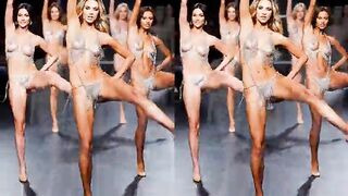 AI fashion show in CG on a runway VR goggles required