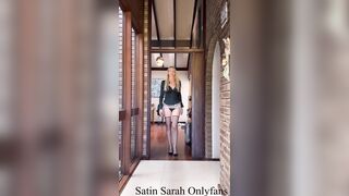 Sexy cougar in satin blouse is getting down to business