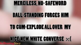 Post-Climax Exposed Exposed Ballbusting Ball Standing Stomping + Kicking in Converse Trainers Trailer