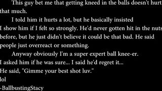 "A Date With My Knee" Trailer, BallbustingStacy Tinder Date, Painful Knee to His Weak Balls