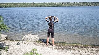 Voyeur Bare natural camp angel # Nudism n Wild Camping at cold scandinavian lake