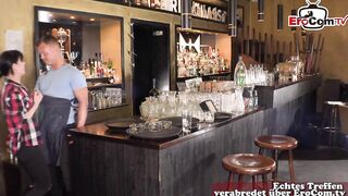 German bitch does tugjob with a strange dude