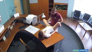 Fake Hospital - Doctor Screws Lonely Nurse On Desk Risky Creampie Quickie