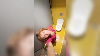 Skinny Redhead's Cunt Overflowing in Vibrant Lavatory ????????