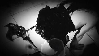 A lewd witch gets spanked and cummed on, old horror clip.