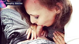 Sloppy oral job in car with cum in throat - fellatio creampie - BJ Whore