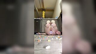 Excited in the kitchen baking, squirted on kitchen floor - Full movie on OF