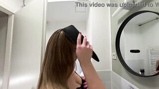 Round large booty sexy brunette hair honey in the bath prepares for a night out with a short petticoat