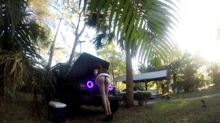 Sissy Wench Twerking and Toying Outdoors