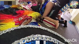 Threesome after a dance at the entrance to Bolivia, part 2