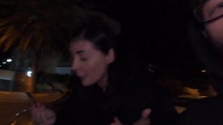 a hawt lady at night sexy and walking around the street