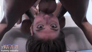 Hawt Anal queen Jazmine White doing double anal, double vaginal ,DP and footjob to 3 large men