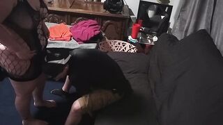 Step mommy drops big sex-toy and gets taught a lesson