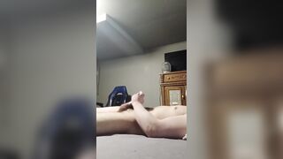 Watching vr porn whilst jerking my large white penis and cumming