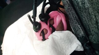 Estim spunk flow in chastity