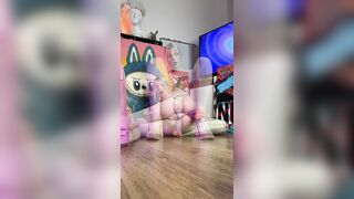 Put on her heels and started riding her favorite sextoy