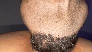 The youthful, shaggy whore is getting drilled indeed nice, the nasty gal is cumming a lot on the large ebony penis.