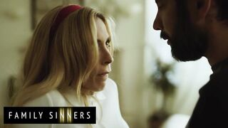 FAMILY SINNERS - Seductive Blond Stepsister Surrenders To Her Stepbrother’s Unfathomable Blowjob Fun