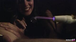 Aged educate Redhead slim Teen at Femdom S&M Session with Serf give him Tugjob and let eat own cum