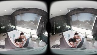VR Bangers: Youthful Neighbors 3some Sex with Virgin Student FFM Oral job in a Bubble Baths - VR Porn