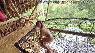 VLOG PORN BALI - I get my twat filled on the terrace of my Airbnb