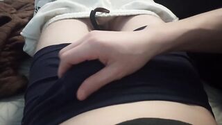 My ally jerks my dong whilst taking my sweatpants off