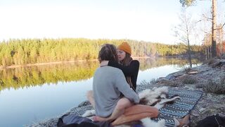Sex on a reindeer skin next to a forest lake - RosenlundX - 60fps
