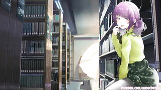 Chica en la biblioteca audio