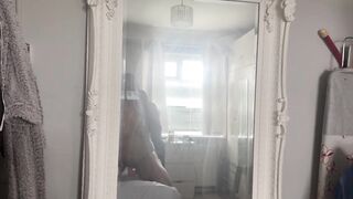 Riding myself with my sex toy in front of mirror