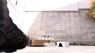 Crushing Trash in Combat Boots and Knee High Socks