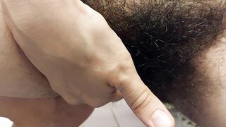 Hawt wife fingers her unshaved snatch. Hawt brunette vagina, large booty, large boobs