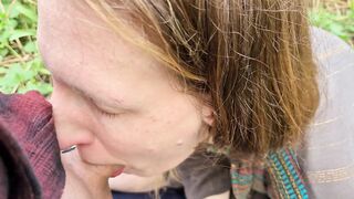 Floozy Sucks Rod in Public Park and Gets a Face Full of Cum (And Likes It)