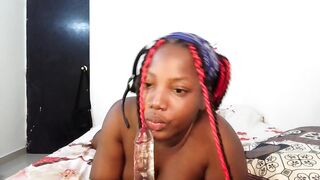 This Little Ghetto Black Thot Likes Spending The Night In Her Bedroom Sucking & Deepthroating The Vibrator That babe Needs Cumload In Her Throat - Mastermeat1