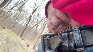 Caught Pissing and Playing in Public Woods