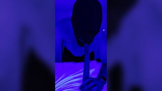 Legend gags down 11in tentacle vibrator in blacklight