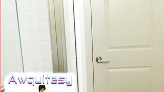 Trans Sissy dances in leotard and cleans in washroom Shorter-Edition