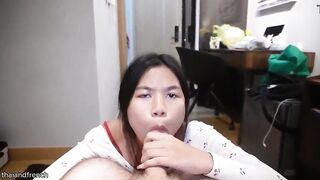 A gorgeous Oriental woman gets screwed by a large white ramrod and receives a large facial.