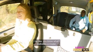 Female Fake Taxi - Scottish golden-haired Samantha Joiner rides UK DJ's large ebony knob