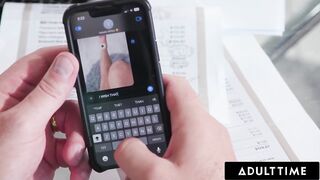 ADULT TIME - Pervert Lilith Grace Uses Stepmom's Phone To Tease Fresh Stepdad With Feet & Vibrator Vids