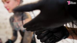 3 Unmerciful Latex Goddesses Destroy Tattooed Thrall with Unfathomable Sounding & Urethral Fingering