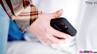 Large melons stepsis drank large schlong and sexy teen got drilled hard