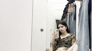 Sexy Teenage Gal With Consummate Booty Gone Wild At The Mall And Masturbate In The Dressing Room - Nearly Caught