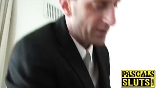 British mother I'd like to fuck in nylons lets a silly chap rub her vagina previous to this chab screws her hard on a daybed.