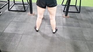 Gym Workout POV Ebony Ankle Socks Squats And Thrusts Foot Focus