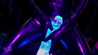 Glowporn - latex, lights and GIANT glowing toys