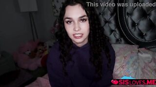 Stepsister Alina Voss kneels down to get a smack of her stepbros dong